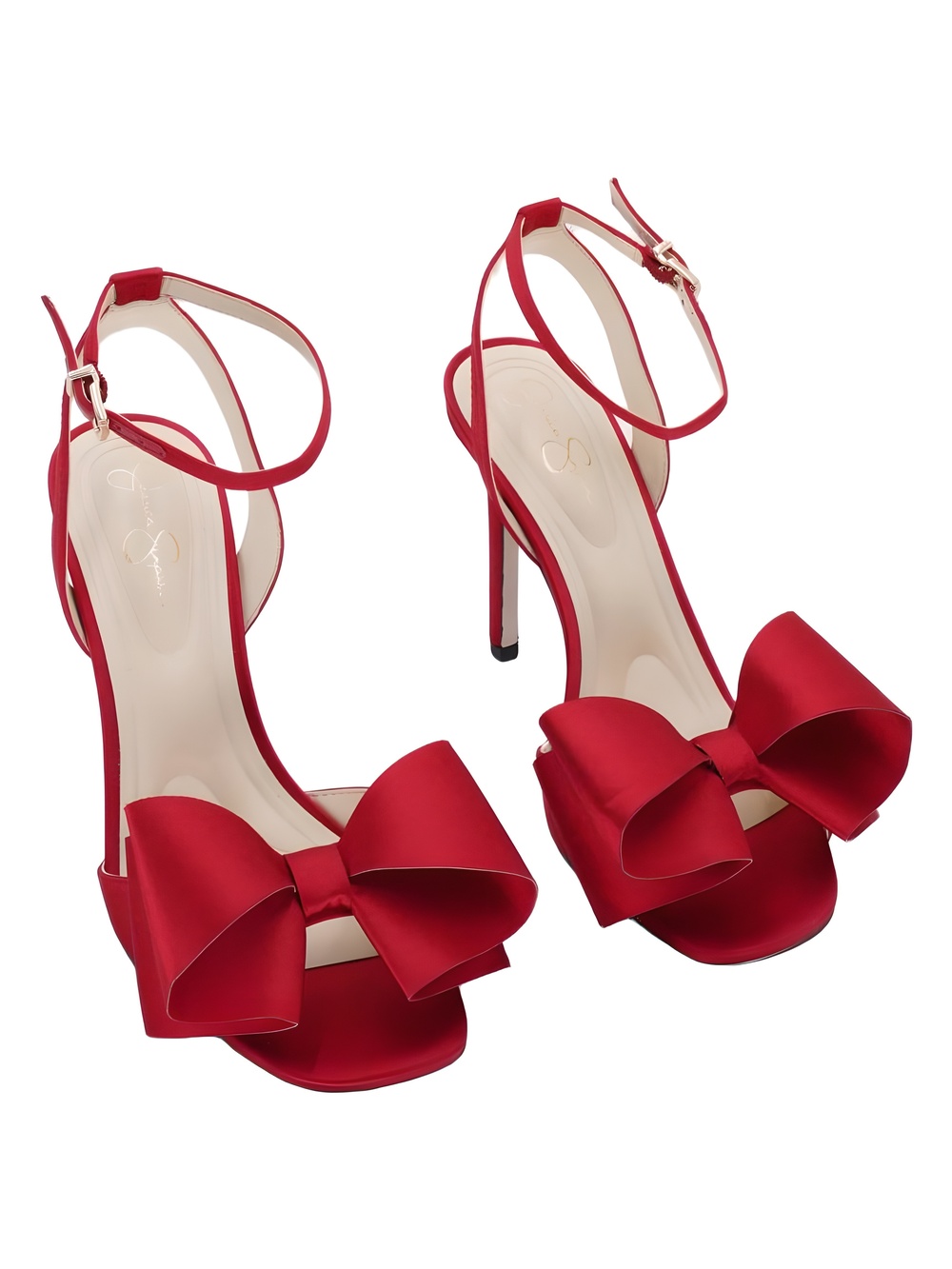 Jessica Simpson Olivine Red Muse Matte Satin Bow 4" Stiletto Heeled Size 6.5M